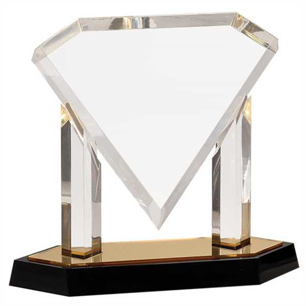 Picture of 9 1/2" Gold Floating Diamond Acrylic