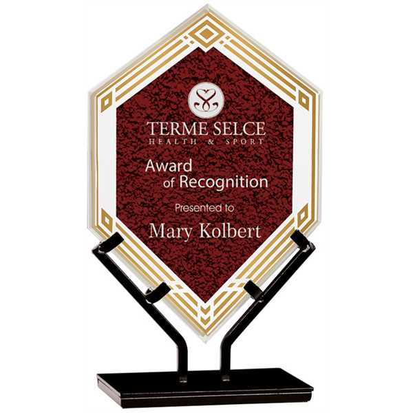 Picture of 9 1/2" Red Infinity Double Diamond Acrylic with Iron Stand
