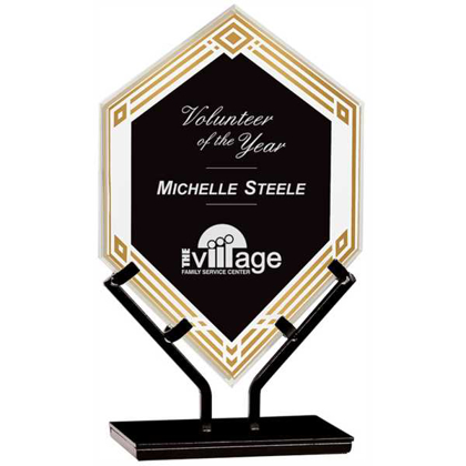 Picture of 9 1/2" Black Infinity Double Diamond Acrylic with Iron Stand
