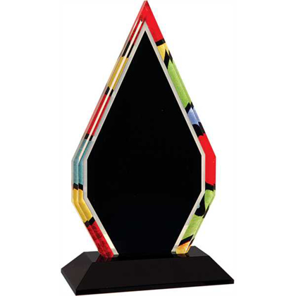 Picture of 8" Stained Glass Diamond Acrylic with Black Base