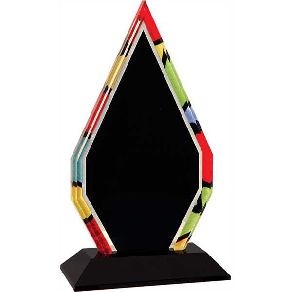 Picture of 8" Stained Glass Diamond Acrylic with Black Base