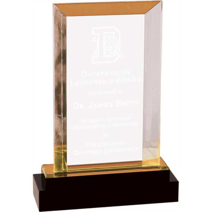 Picture of 7" Gold Fusion Rectangle Impress Acrylic with Black Crystal Base