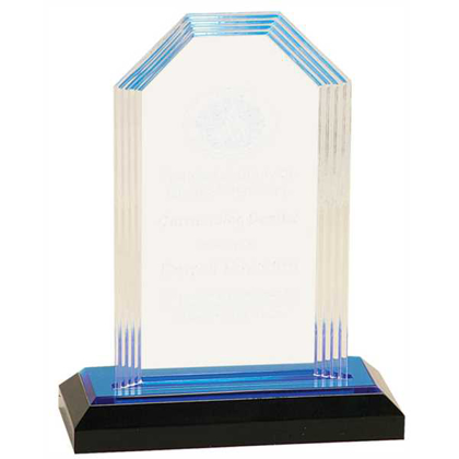 Picture of 7" Blue Step Clipped Corner Impress Acrylic