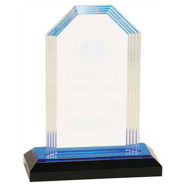 Picture of 7" Blue Step Clipped Corner Impress Acrylic