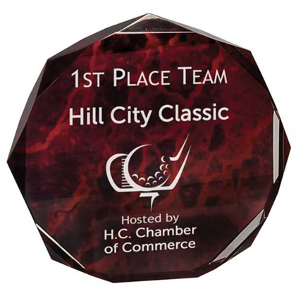 Picture of 7" Red Marble Octagon Acrylic Award