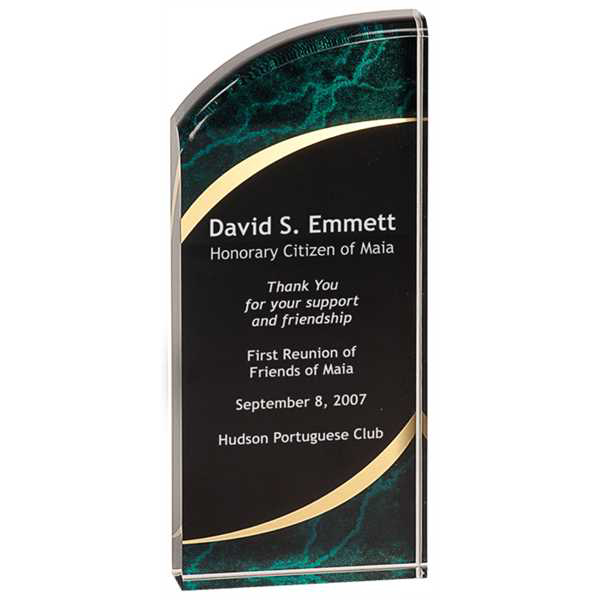 Picture of 3 1/2" x 8" Green Marble Rounded Acrylic