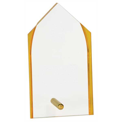 Picture of 7" Clear/Gold Steeple Silhouette Acrylic with Gold Pin