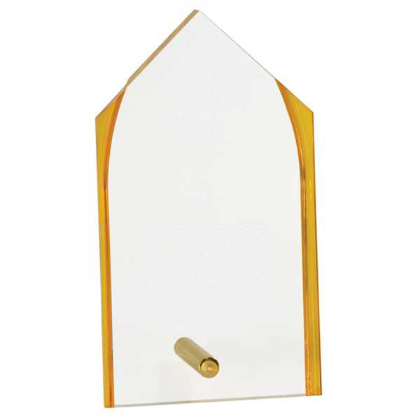 Picture of 7" Clear/Gold Steeple Silhouette Acrylic with Gold Pin