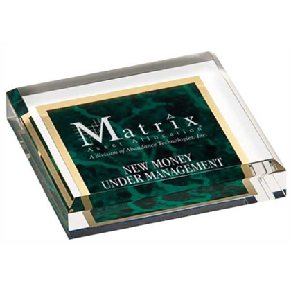 Picture of 3 3/4" x 3 3/4" Green Marbleized Acrylic Paperweight