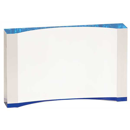 Picture of 7" x 4 1/2" Blue 1" Thick Acrylic Crescent