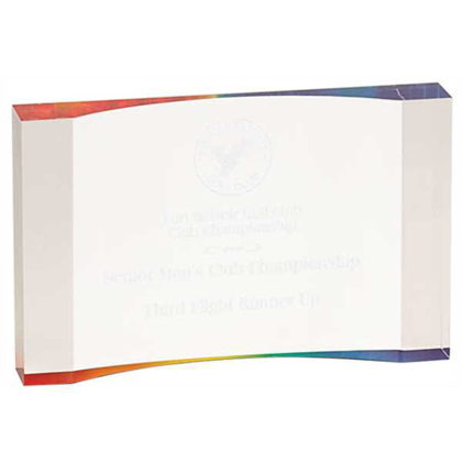 Picture of 7" x 4 1/2" Rainbow 1" Thick Acrylic Crescent