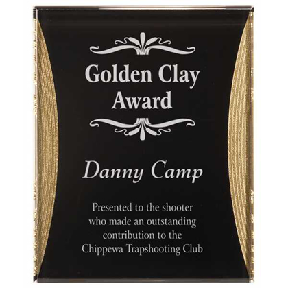 Picture of 8" x 10" Black/Gold Reflection Acrylic Plaque with Adhesive Hanger