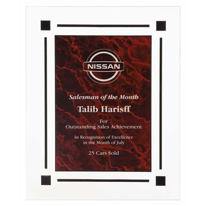Picture of 8" x 10" Red Marble Acrylic Clear Plaq
