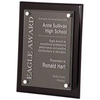Picture of 9" x 12" Black Piano Finish Floating Acrylic Plaque