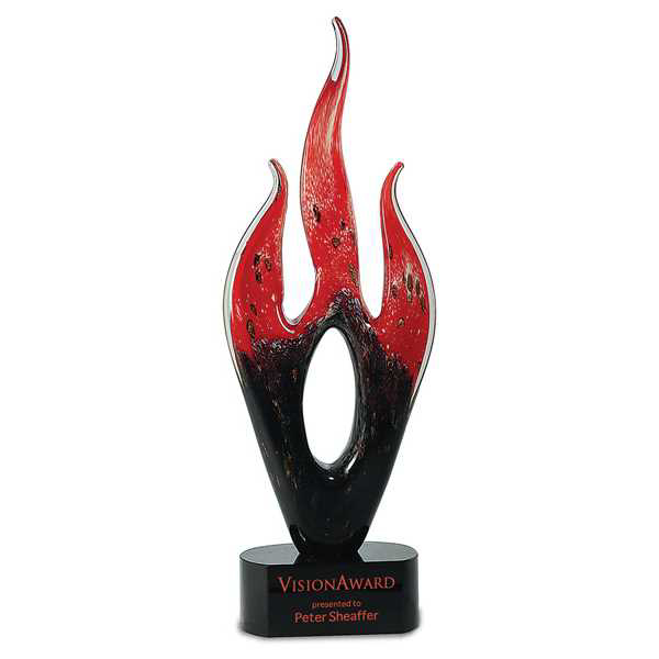 Picture of 16" Red & Black Flame Art Glass