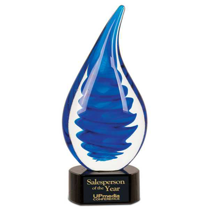 Picture of 10 1/4" Blue Twist Raindrop Art Glass