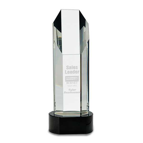 Picture of 10 3/4" Octagon Slant-Top Crystal on Black Pedestal Base