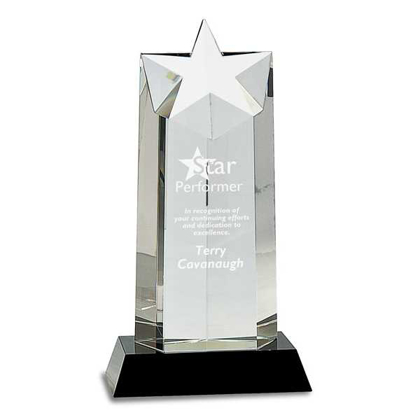 Picture of 10" Crystal Star Column on Black Pedestal Base