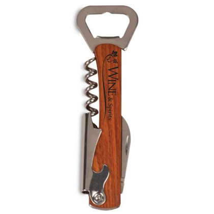 Picture of 5 1/4" Wooden Bottle Opener & Wine Corkscrew