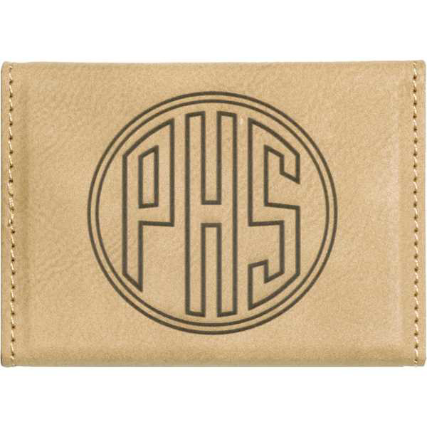 Picture of 3 3/4" x 2 3/4" Light Brown Laserable Leatherette Hard Business Card Holder