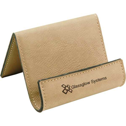 Picture of 3 1/2" x 2 1/2" Light Brown Laserable Leatherette Holder Easel