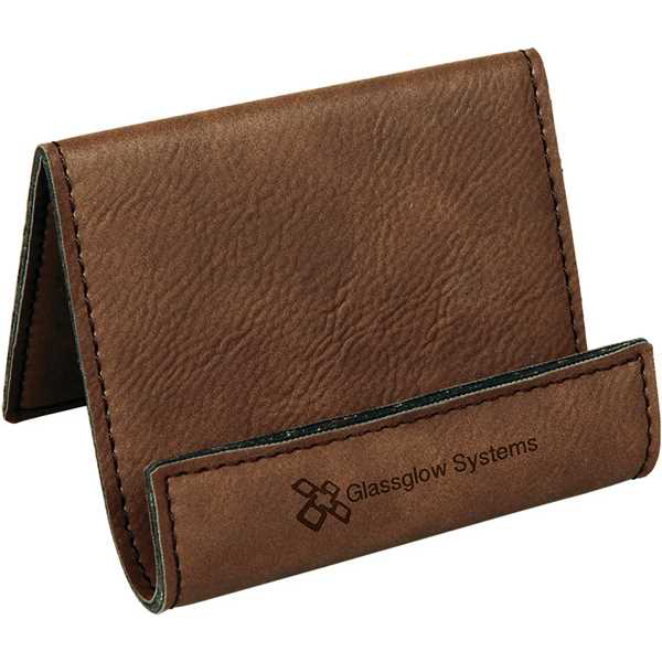 Picture of 3 1/2" x 2 1/2" Dark Brown Laserable Leatherette Holder Easel