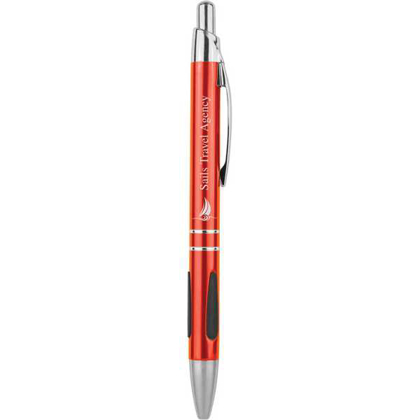 Picture of Red with Silver Trim Laserable Pen with Gripper