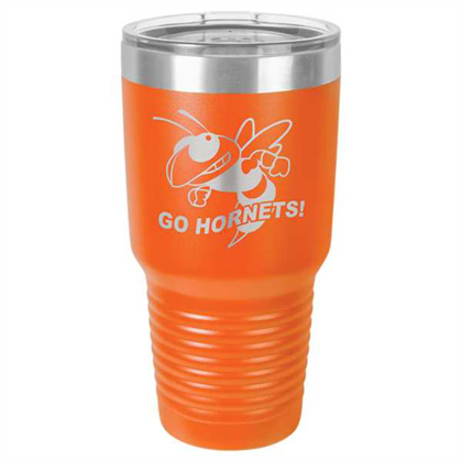 Picture of Polar Camel 30 oz. Orange Ringneck Vacuum Insulated Tumbler w/Clear Lid