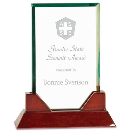 Picture of 8 3/4" Rectangle Prestige Glass with Rosewood Piano Finish Base