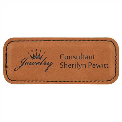 Picture of 3 1/4" x 1 1/4" Rawhide Laserable Leatherette Badge Blank with Magnet