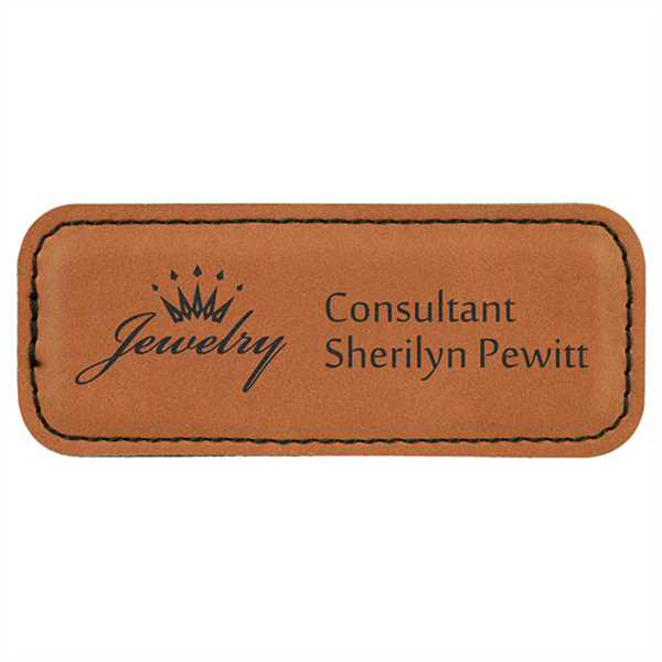 Picture of 3 1/4" x 1 1/4" Rawhide Laserable Leatherette Badge Blank with Magnet