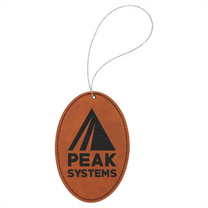 Picture of Rawhide Laserable Leatherette Oval Ornament with Silver String
