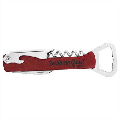 Picture of Rose Laserable Leatherette Corkscrew Bottle Opener