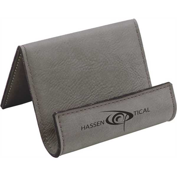 Picture of 3 1/2" x 2 1/2" Gray Laserable Leatherette Holder Easel