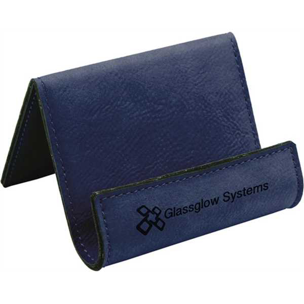Picture of 3 1/2" x 2 1/2" Blue Laserable Leatherette Holder Easel