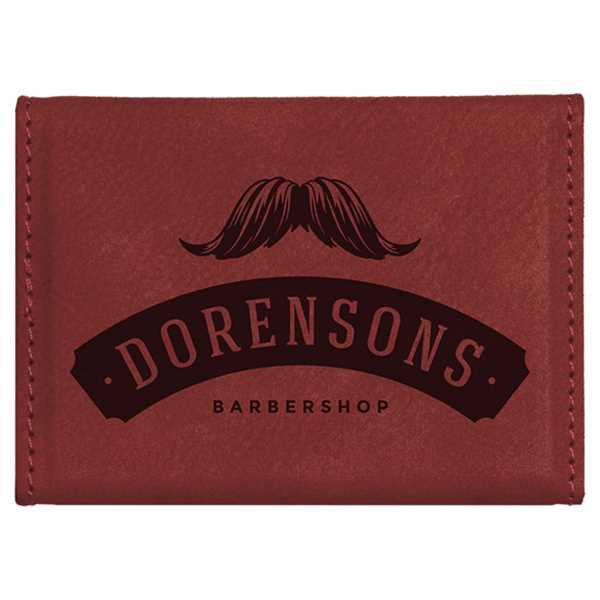 Picture of 3 3/4" x 2 3/4" Rose Laserable Leatherette Hard Business Card Holder