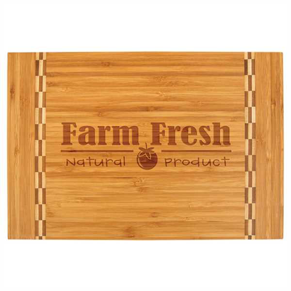 Picture of 15" x 10 1/4" Bamboo Cutting Board with Butcher Block Inlay