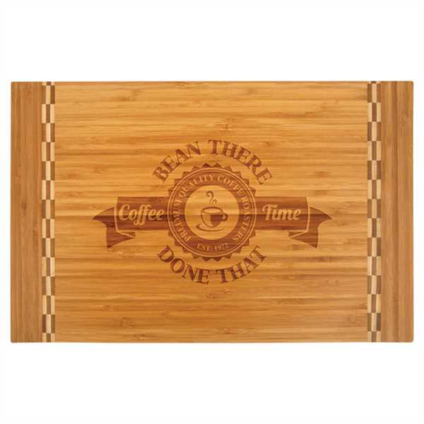 Picture of 18 1/4" x 12" Bamboo Cutting Board with Butcher Block Inlay