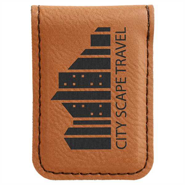 Picture of 1 3/4" x 2 1/2" Rawhide Laserable Leatherette Money Clip