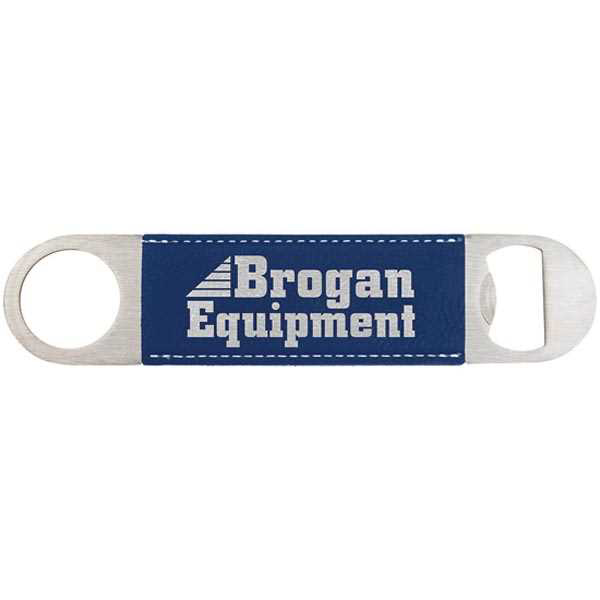 Picture of 1 1/2" x 7" Blue/Silver Laserable Leatherette Bottle Opener