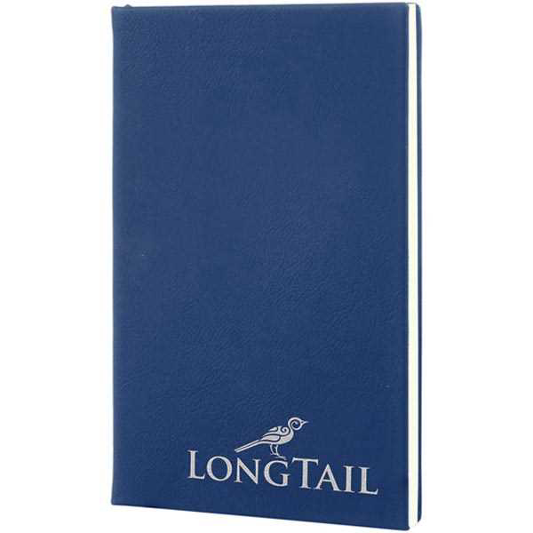Picture of 5 1/4" x 8 1/4" Blue/Silver Laserable Leatherette Journal