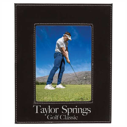 Picture of 5" x 7" Black/Silver Laserable Leatherette Photo Frame