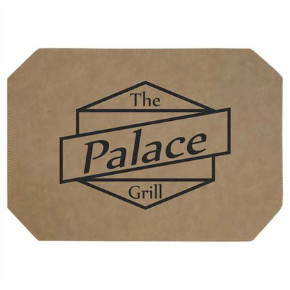 Picture of 12" x 17" Light Brown Laserable Leatherette Placemat