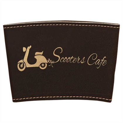 Picture of 3" Black/Gold Laserable Leatherette Mug Sleeve