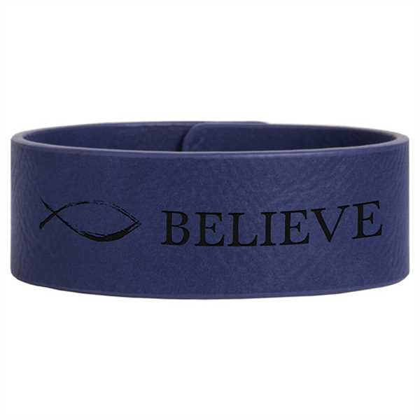 Picture of 9 1/2" x 1" Blue Laserable Leatherette Cuff Bracelet