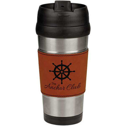 Picture of 16 oz. Rawhide Laserable Leatherette Stainless Steel Travel Mug