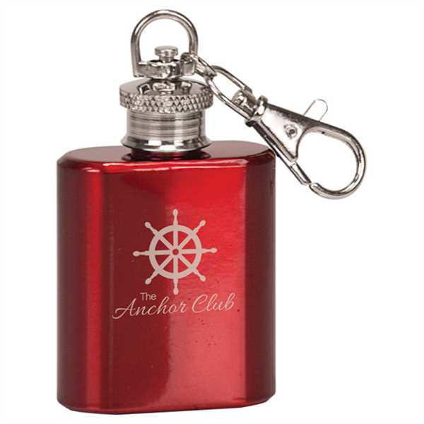 Picture of 1 oz. Gloss Red Flask Keychain