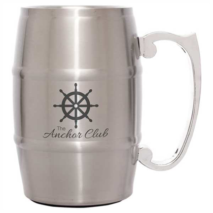 Picture of 17 oz. Silver Stainless Steel Barrel Mug with Handle