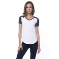 Picture of Ladies' CVC Varsity V-Neck T-Shirt