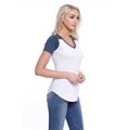 Picture of Ladies' CVC Varsity V-Neck T-Shirt